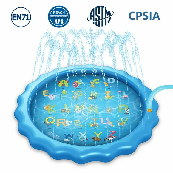 Tapis Arroseur pour Enfants 68” Tout-Petits Nourrisson Pataugeoire Piscine Tapis d'Eau Extérieur