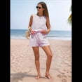 thumbnail image 4 of Conjuntos de Dos Piezas de Verano para Mujer: Camiseta Sin Mangas y Pantalones Cortos A Juego, Chándal de Algodón A Rayas, Talla L, 4 of 9