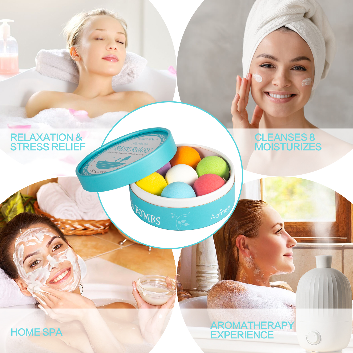 Aofmee Bath Bombs Set 7 Natural Spa Fizzy Salts photo 6