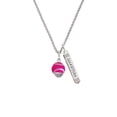 thumbnail image 2 of Delight Jewelry Silvertone Hot Pink Softball with Stitching Spinner Silvertone Guardian Angel Bar Charm Necklace, 23", 2 of 4