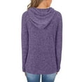 thumbnail image 4 of RYRJJ Womens Soft Ribbed Knit Hoodie Sweaters Long Sleeve Pullover Shirts Lightweight Drawstring Fall Sweatshirt Tops with Pocket(Purple,XXL), 4 of 8