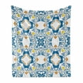 thumbnail image 1 of Ethnic Soft Flannel Fleece Throw Blanket, Tunisian Mosaic with Azulojo Spanish Influence Retro Inspired Artwork, Cozy Plush for Indoor and Outdoor Use, 70" x 90", Blue, by Ambesonne, 1 of 6