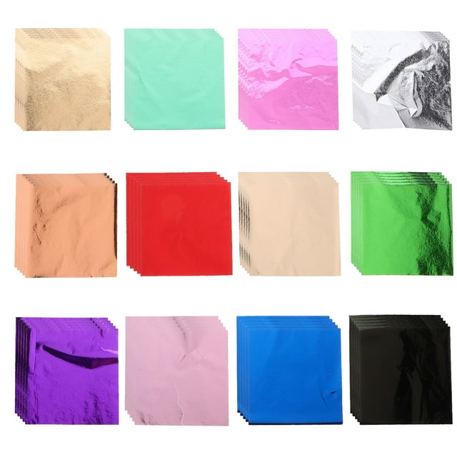 240 piezas de copos de lámina metálica, lámina de oro de imitación, bricolaje, copos de oro de 12 colores, hojas de lámina de oro novedosas, hojas de hoja de oro de imitación para manualidades de uñas
