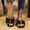 #250425A507 Black, variant on Aloohaidyvio Womens Square Open Toe Slide Sandals Cute Slip on Braided Strap Rhinestone Flat Sandals for Summer