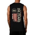 thumbnail image 4 of 250 Anniversary Usa Shirts for Men 4th Of July Independence Day Shirts Usa American Flag Graphic Sleeveless Patriotic Tee We the People Crew-Neck Spring Summer Vest,Black 4XL, 4 of 4