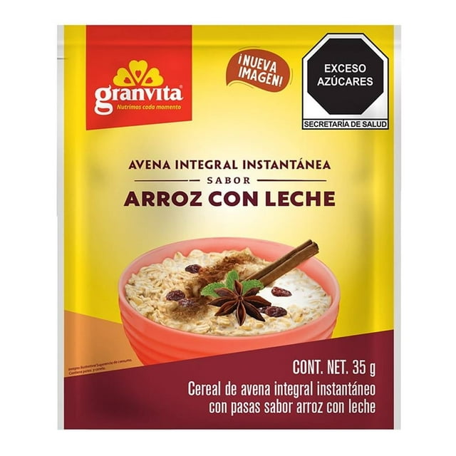Avena Integral Granvita Instantánea Sabor Arroz Con Leche Y Pasas 35 G