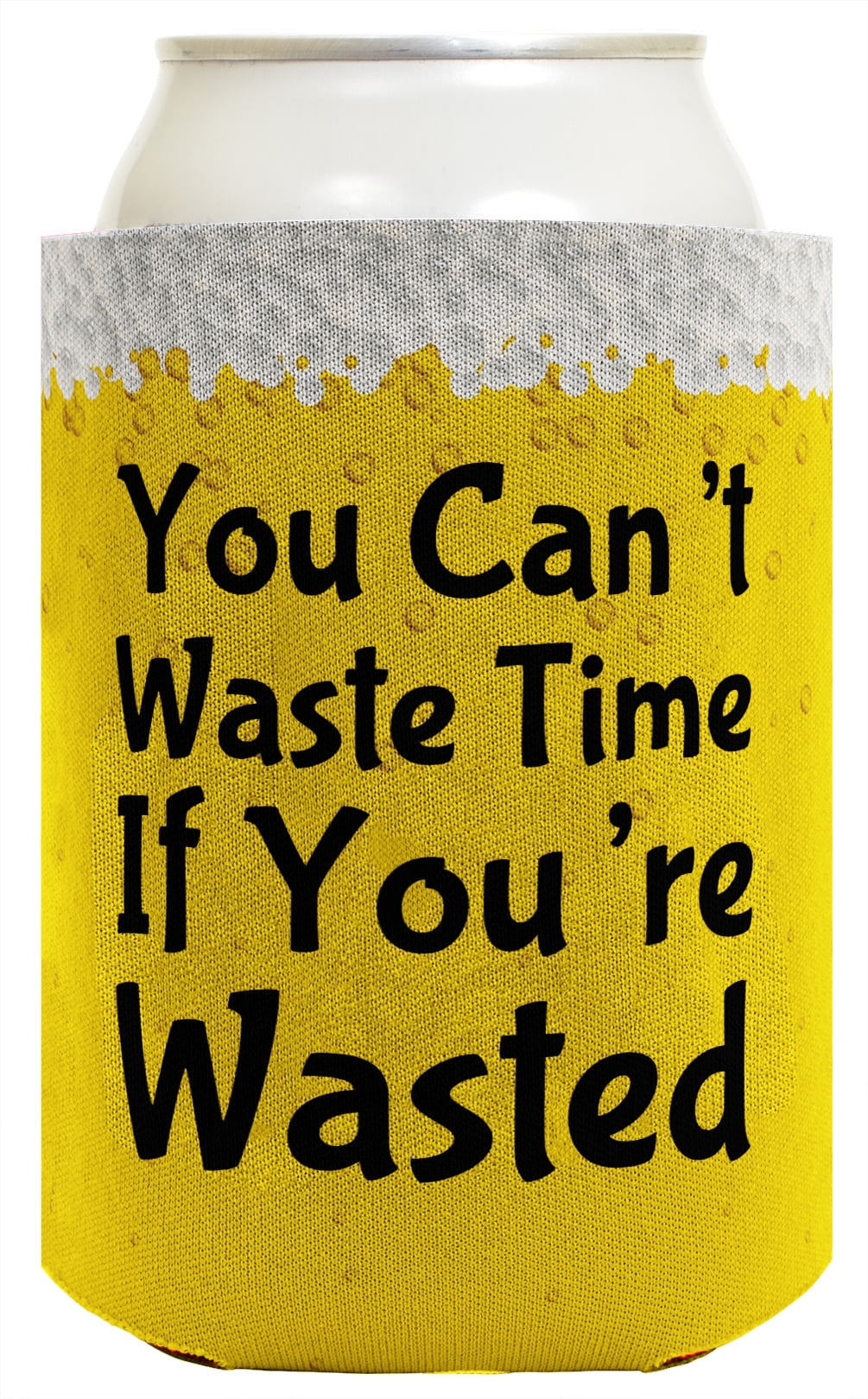 ThisWear Funny Beer Coolie Waste Time Wasted Drinking Gag Gift 2 Pack
