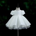 thumbnail image 1 of Vestido de niña de manga larga blanco Vestido de princesa para niña de un año Vestido de satén para presentadora de espectáculo, 1 of 6