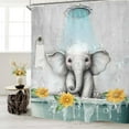 thumbnail image 2 of Elephant Cute Funny Shower Curtain Set 72Wx72H Inches Kids Child Sunflower Aqua Animal Hilarious Lovely Waterproof Bathroom Curtain with 12 Hooks, 2 of 7