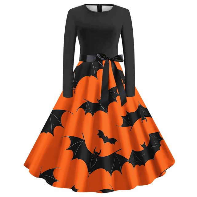 Dress for Women,Long Sleeve Dress for Women,Womens Fashion Casual Printing Long Sleeve Round-Neck Dress,Long Sleeve Dress,Casual Dress for Women