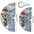 thumbnail image 4 of Summer Beach Seashell Starfish Christmas Tree Skirt 36 Inches Maritime Net Rustic Blue Wood Shells Xmas Tree Skirts Floor Door Mat Decorations for Holiday Party Indoor Outdoor Home Office Ornaments, 4 of 6
