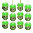 thumbnail image 1 of 12-Pack Grinch Baubles Christmas Tree Hanging Baubles Balls Ornaments - Green Elf with Fuzzy Hair Decorations, 1 of 5