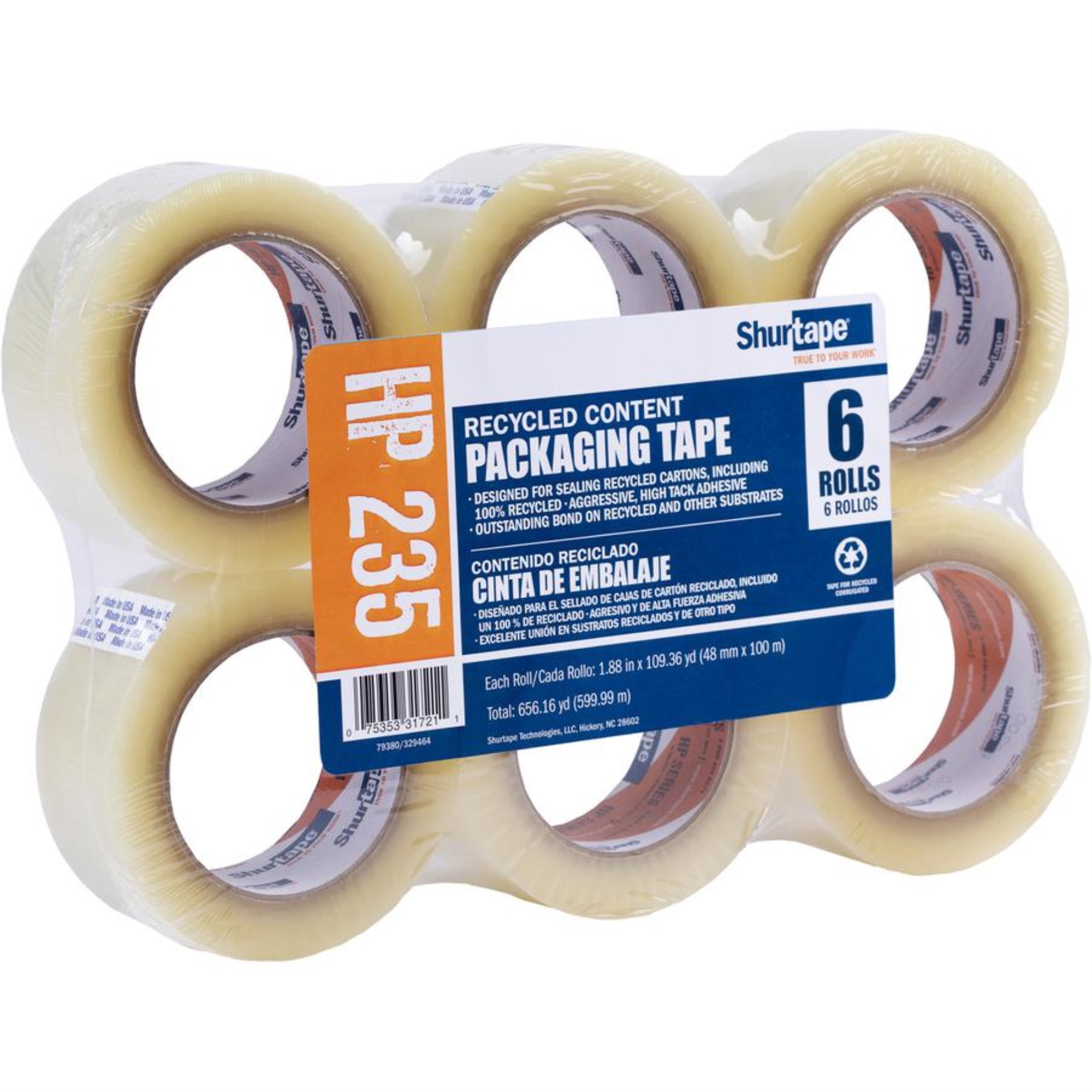 Duck, DUC242763, HP 235 Hot Melt Packaging Tape, 6 / Pack, Clear