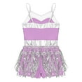 thumbnail image 6 of YONGHS Kids Girls Sequins Sleeveless Leotard Fringed Tassels Dress Latin Modern Dance Costume Lavender 12, 6 of 7
