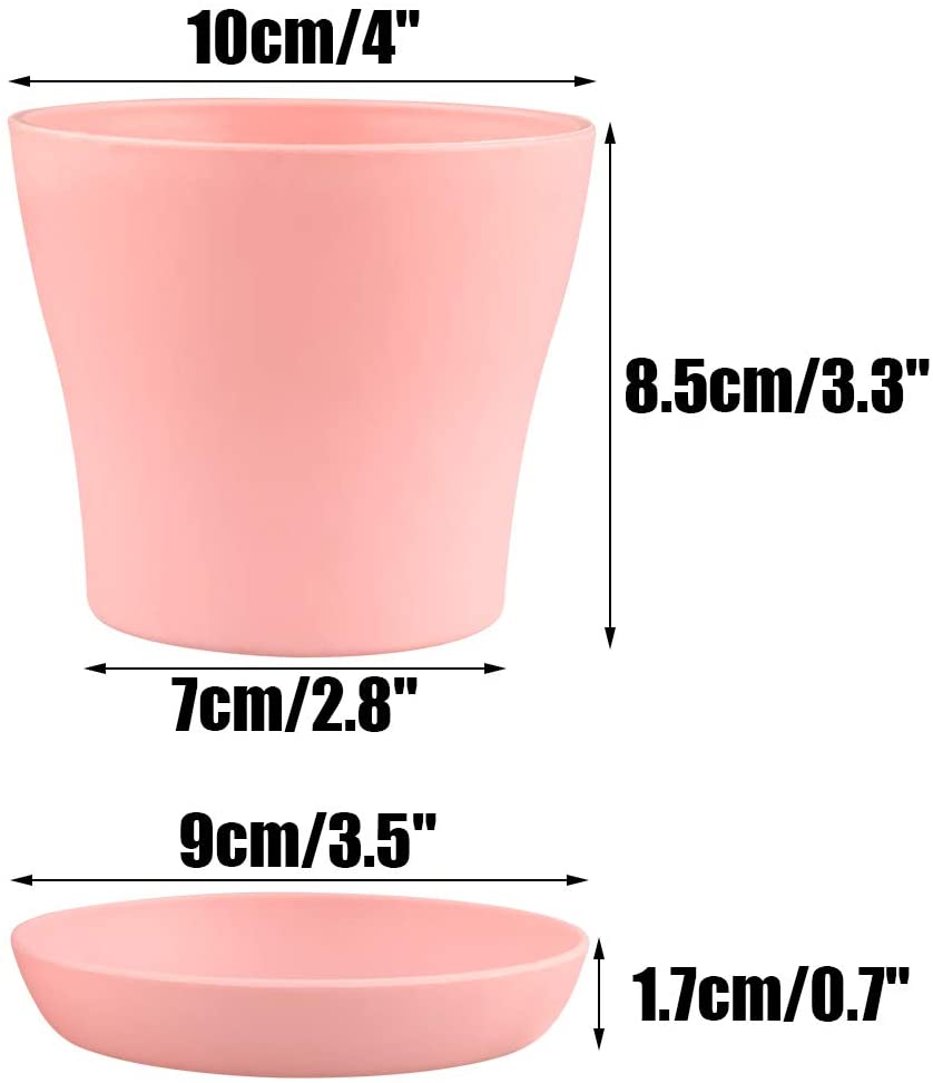 Bexikou Plant Pots, 8 Pack Plastic Flower Pots Outdoor Garden Planters with Multiple Drain Holes and Saucer -4.7 inch Indoor Small Plant Pots for All Home, Random Color - image 5 of 6