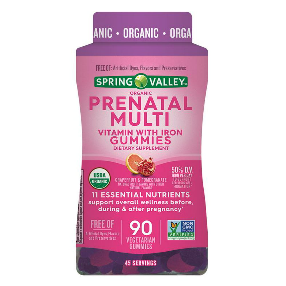 Spring Valley Organic Prenatal Iron Multivitamin Vegetarian Gummies