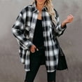 thumbnail image 2 of HANXIULIN Women's Flannel Plaid Light Weight Thin Jacket Shirts Raglan Long Sleeve Button Down Chest Pocketed Shirts Coats Shacket Black XXL, 2 of 9