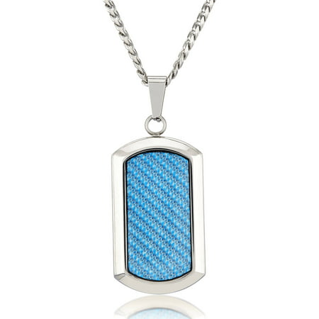 Crucible Stainless Steel Light Blue Dog Tag Pendant