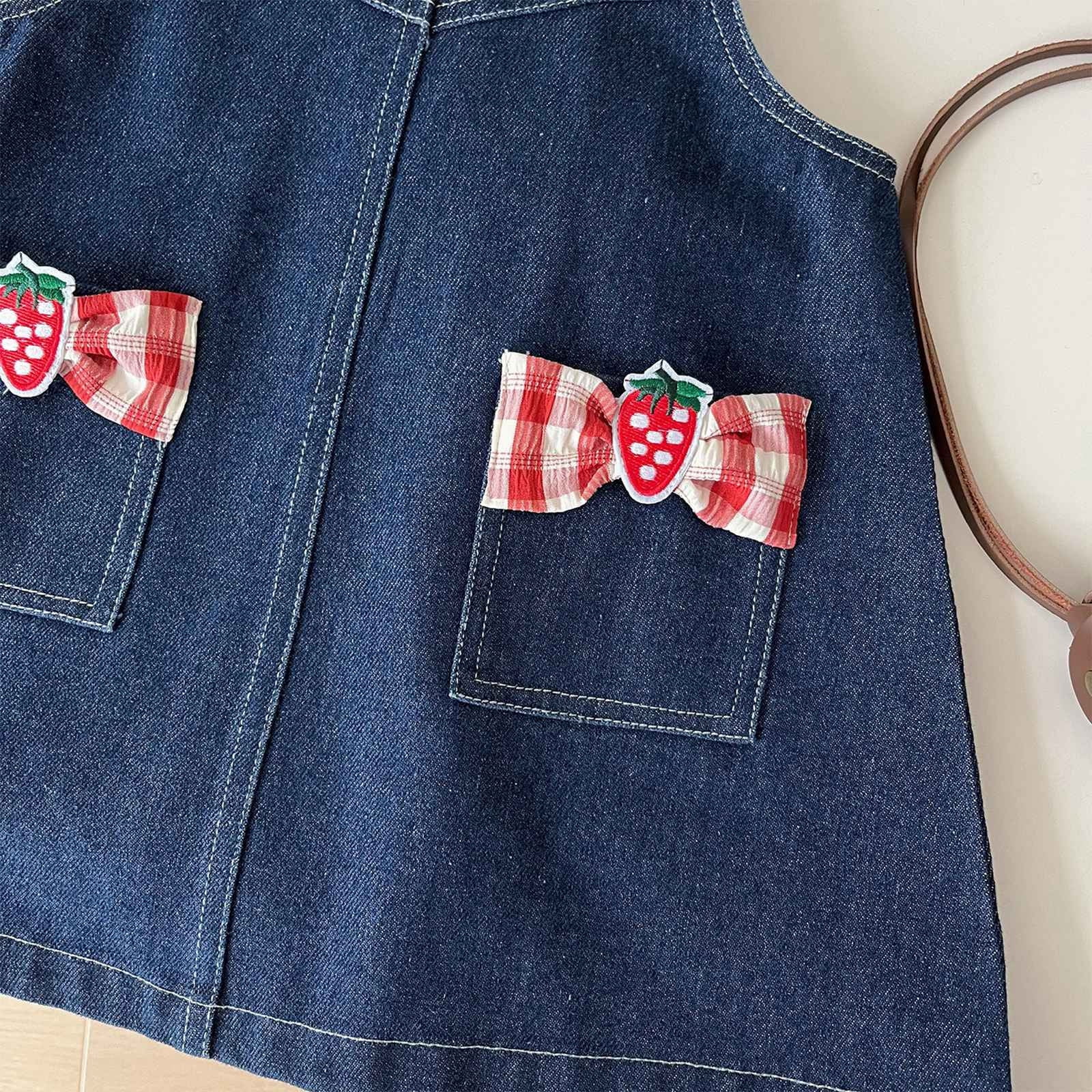 JCCXIN Girls Outfit Sets Toddler Denim Dress Shirt 2 Piece Outfit Sets Casual Spring Fall Baby Girl Clothes Sets Soft Jeans Overalls Tops Combo Fashionable Dailywear