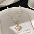 thumbnail image 2 of Collar de perlas temperamentales para mujer, cadena de clavícula, collar con colgante en forma de corazón, gargantillas de hadas estupendas, 2 of 5
