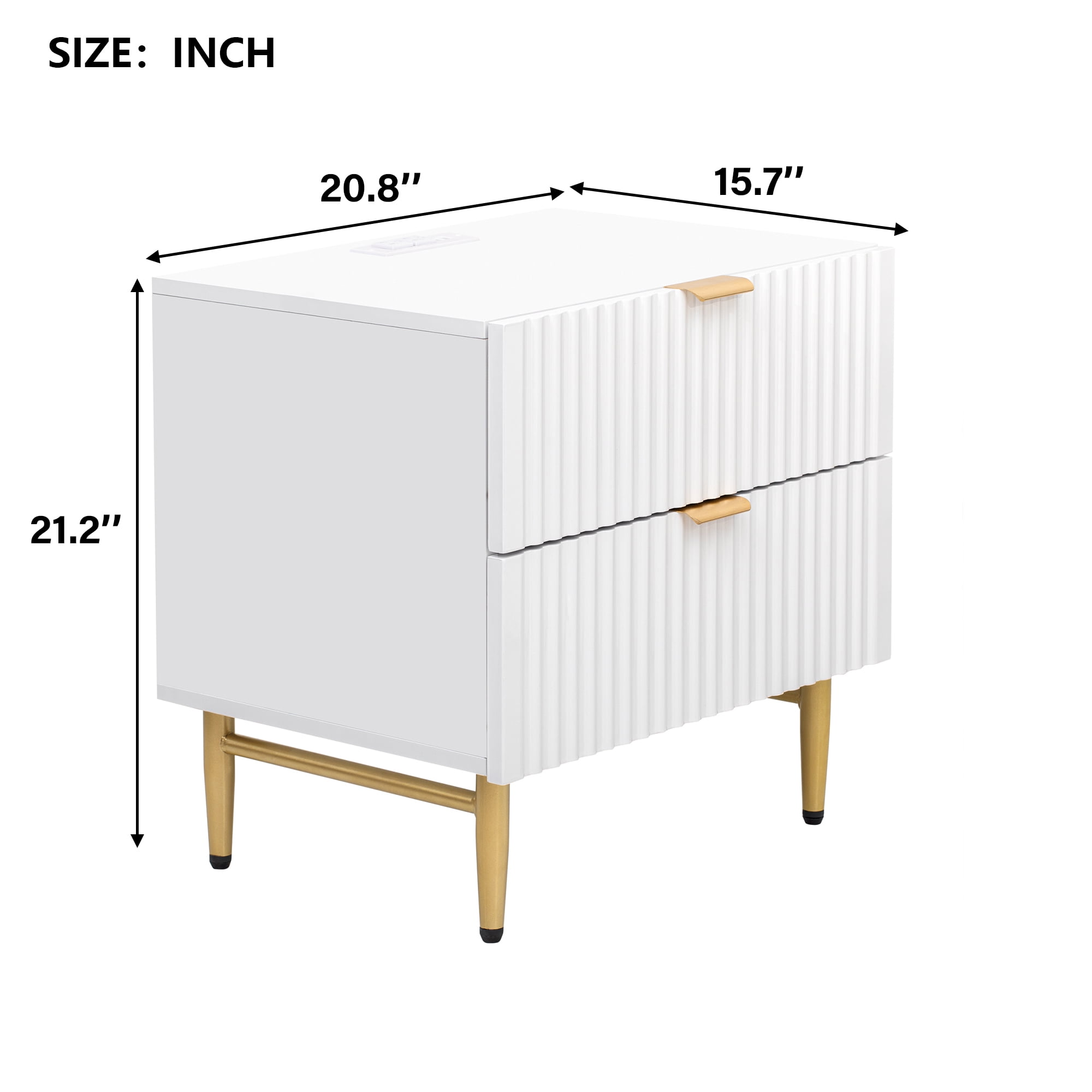 Resenkos Modern White Nightstand with USB Charging Ports for Bedroom, Storage Bedside Table with Wood Leg Resenkos Modern White Nightstand with USB Charging Ports for Bedroom, Storage Bedside Table with Wood Leg