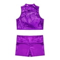 thumbnail image 4 of Kaerm Kids Hip Hop Dance Outfit Girls Sparkly Tank Sleeveless Crop Top and Gymnastics Shorts Ballet Purple 14, 4 of 5
