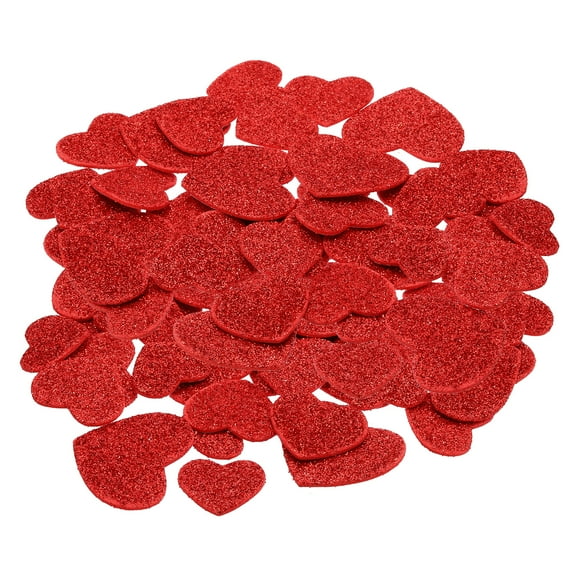 Uxcell Foam Stickers,2Pack 60Pc Adhesive Glitters Foam Shape Sticker,Red Heart