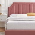 thumbnail image 5 of Platform Bed Frame, Full Size, Velvet, Pink, Modern Contemporary Urban Design, Bedroom Master Guest Suite, 5 of 10
