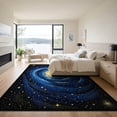 thumbnail image 3 of ODIKA 9'x12' Washable Area Rug Low Pile, Flatwoven, Blue Galaxy Nebula Starry Meteorite Deep Astrology Uranus Themed Swirling Vortex Design for Great Room, Indoor Concept, Large Living, 3 of 7