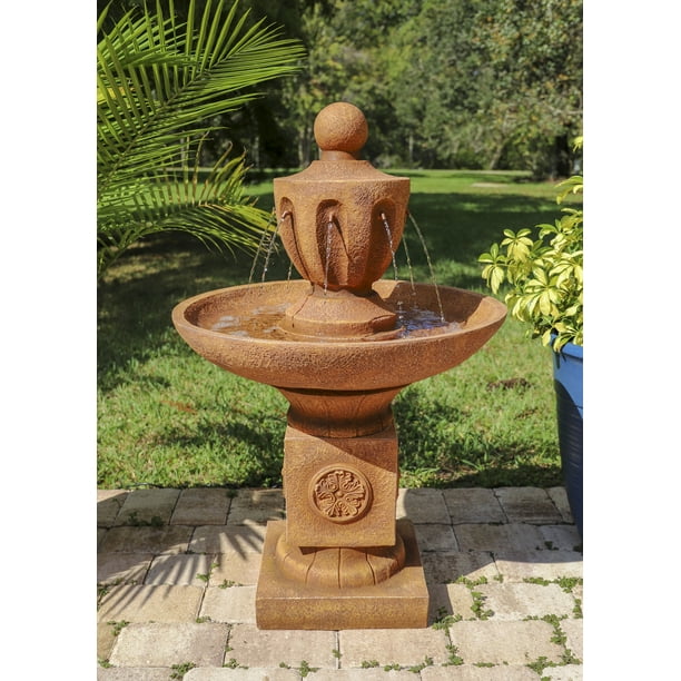 Classic 44 Inch Height Terracotta Outdoor Urn Tiered Floor Fountain