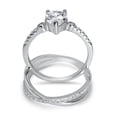 thumbnail image 3 of Sterling Silver White Pear Shape CZ Wedding Engagement Ring Set for Women Size 7, 3 of 6