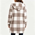 thumbnail image 6 of Xaqiouau Womens Plaid Sherpa Jacket Fleece Hooded Coat Zip Up Long Sleeve Buffalo Check Teddy Jacket Warm Winter Outerwear with Pockets, 6 of 6