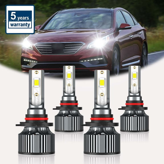 For Hyundai Sonata 2015-2018 2019 LED Headlight High Low Bulbs Kit 6500K Diamond White Super Bright 4x
