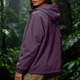 thumbnail image 4 of LEAVINGSUO Rain Jacket Women Waterproof Lightweight Casual Top Windproof Hooded Jacket Versatile Long Sleeved Coat Purple XXL, 4 of 9