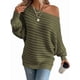 thumbnail image 2 of Suéteres de Otoño para Mujer, Hombros Descubiertos, Mangas Murciélago, Tops de Punto Texturizados, Suéter Extragrande de un Solo Hombro. Verde L, 2 of 10