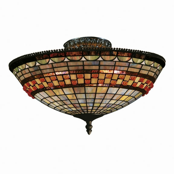 Elk Home 16-Inch Wide Jewelstone Semi Flush Mount, Classic Bronze