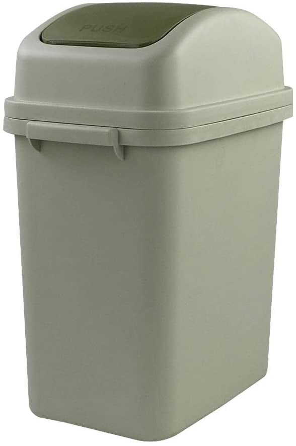 7 Liters Garbage Can with Swing Lid, Plastic Trash Bin (Green