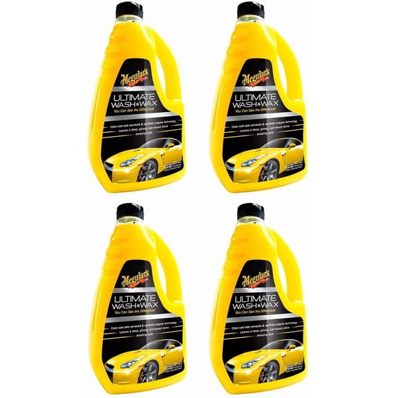 Meguiar's Ultimate Wash and Wax - Easy Clean, Gloss Shine - 4 Units, 48 oz Liquid — Residential Use, Standard Application