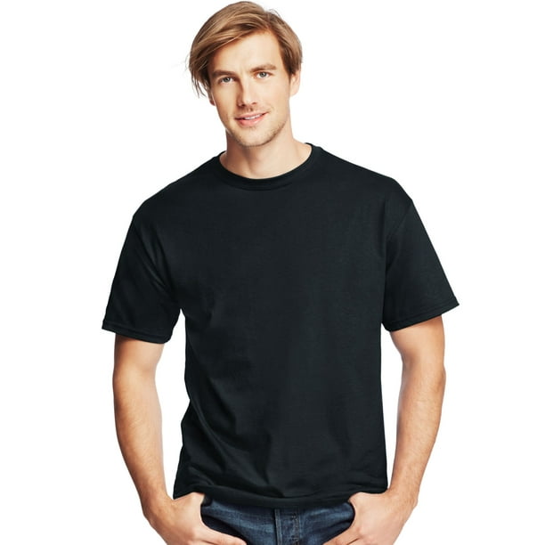 Hanes Mens ComfortSoft 4-Pack Crewneck T-Shirts, 3XL, Black