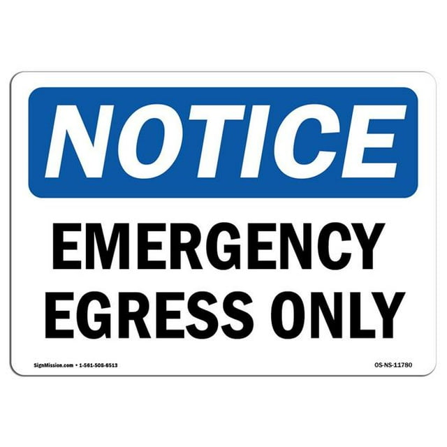 SignMission OS-NS-A-1014-L-11780 10 x 14 Po Panneau d'Avertissement OSHA - Sortie d'Urgence Seulement