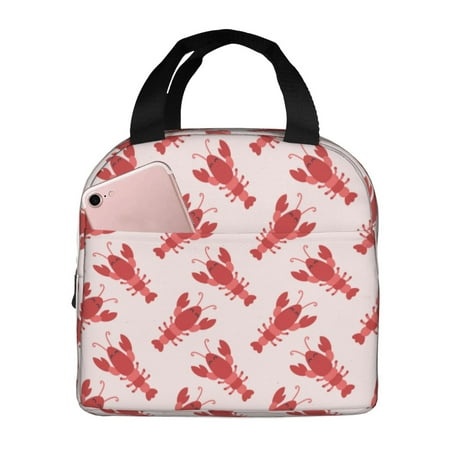 Insulated Lunch Bag for Women Men - Cute Red Cartoon Lobster Leakproof Cooler Lunch Box for Women Men  Lunch Tote Bags for Work School Picnic Travel
