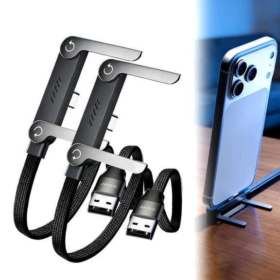 2-in-1 Foldable Kickstand Fast Charging Cable with Built-in Phone Stand, 2026 Upgraded Invisible Stand Charging Cable, Durable 90 Degree USB-C Charger Cord with Foldable Phone Holder (1, C-C)