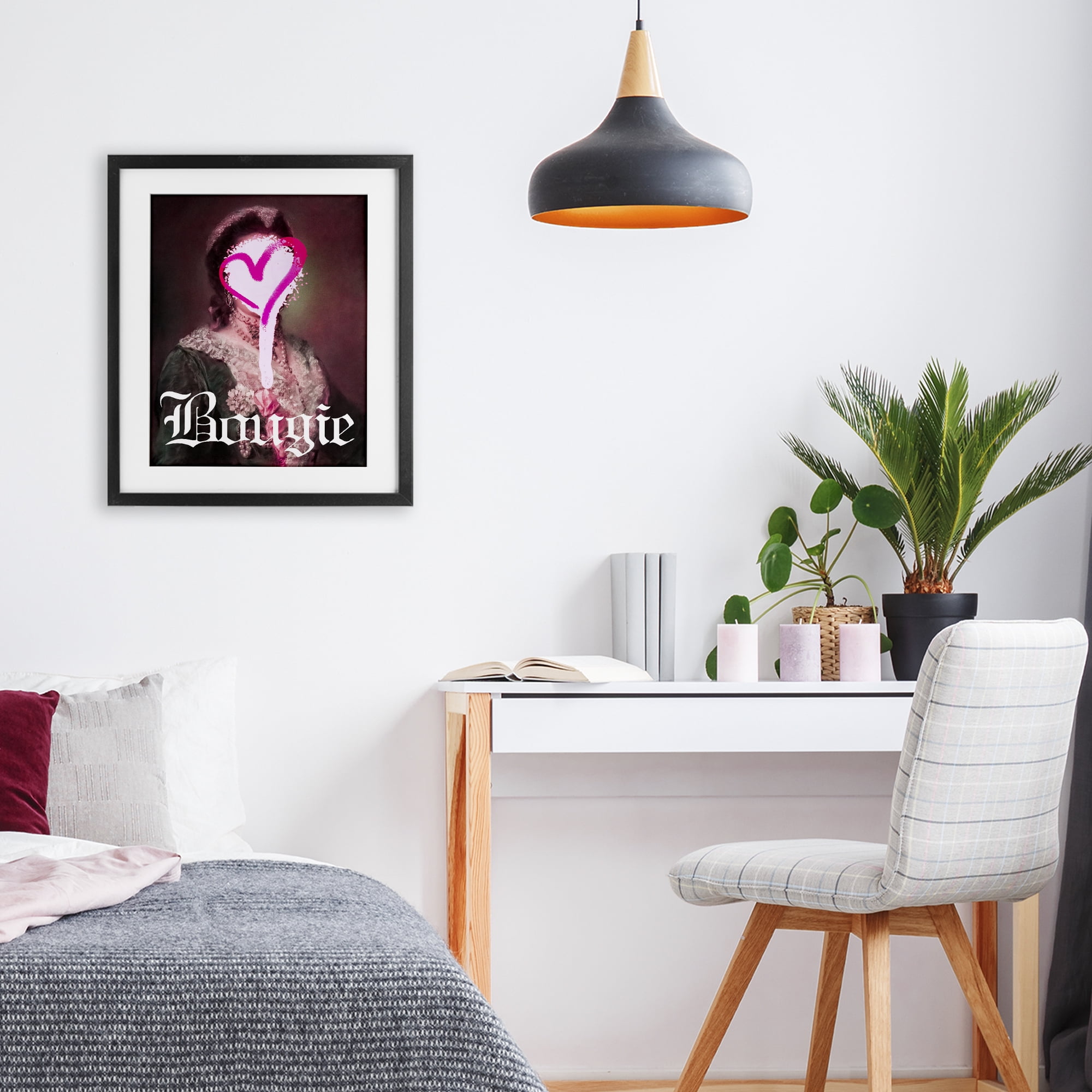 Bougie Classical Portrait Black Framed Print Under Glass, design by Lil' Rue