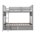 thumbnail image 5 of Twin Over Twin Bunk Bed with Two Storage Drawers,Detachable Wood Bunk Bed Frame with Inclined Ladder and Safety Guardrail,Convertible to 2 Separated Beds,Solid Wood Bunkbed for Kids Teens Adults,Gray, 5 of 7