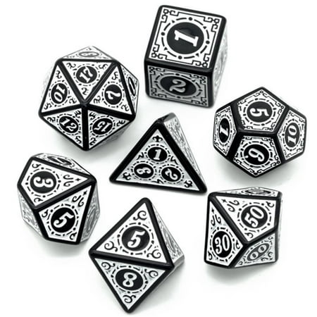 Antique White DnD Dice Set | Dungeons and Dragons | 7 Dice RPG Polyhedral Set d20 Steampunk