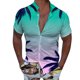 thumbnail image 1 of Camisas Para Hombre Slim Fit Hombres Casual Manga corta Primavera Verano Turndown Neck 3D Impreso Camisas Moda Top Blusa Camisas (Green, M), 1 of 4
