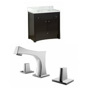 36-in. W Floor Mount Distressed Antique Walnut Vanity Set For 3H8-in. Drilling Bianca Carara Top White UM Sink