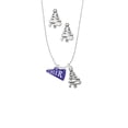 thumbnail image 2 of Delight Jewelry Acrylic 3/4" Navy Cheer Megaphone Silver tone Zig Zag Christmas Tree Charm Necklace and Stud Earrings, 2 of 4