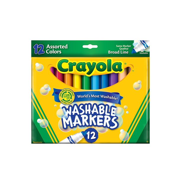 Crayola Washable Markers, Assorted Colors Conical Tip (Pack Of 3