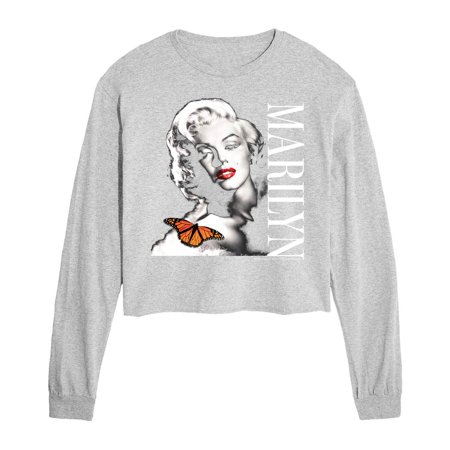 Marilyn Monroe - Pop Culture Icon - Monarch Butterfly - Juniors Cropped Long Sleeve T-Shirt